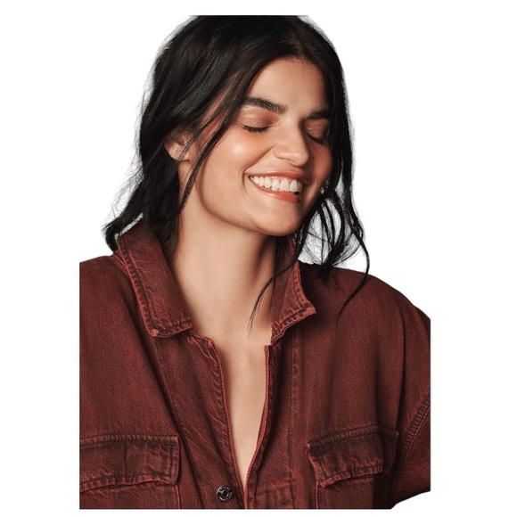 Etica Larsen Utility Jumpsuit, size Medium, red washed denim. NWOT - Picture 5 of 16